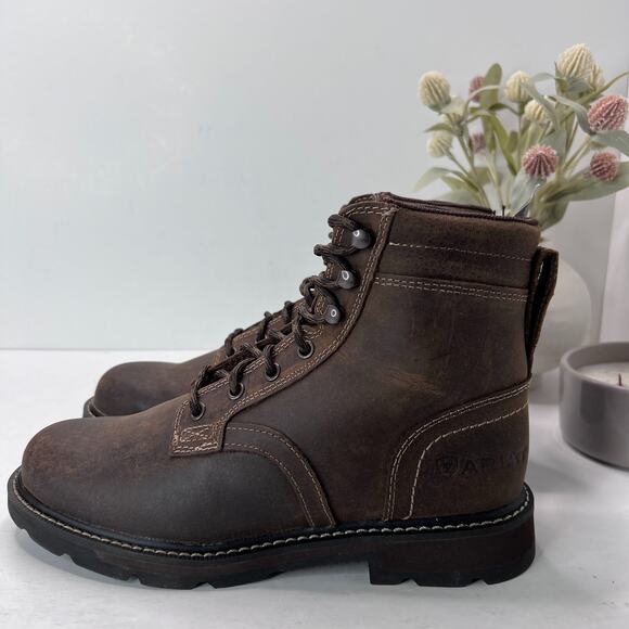 Ariat Groundbreaker 6" Work Boots Lace Up Distressed Leather Brown Men's 8D NWOB - Picture 1 of 10